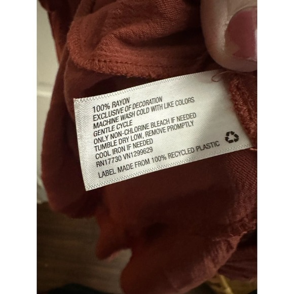 Knox Rose Rust Midi Lagenlook Lightweight Boho Bohemian Lace Trim Dress Sz Small - Picture 6 of 6